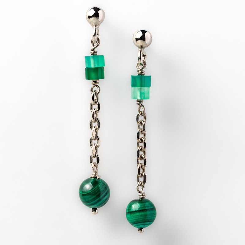 Orecchini mini lobo argento925 malachite